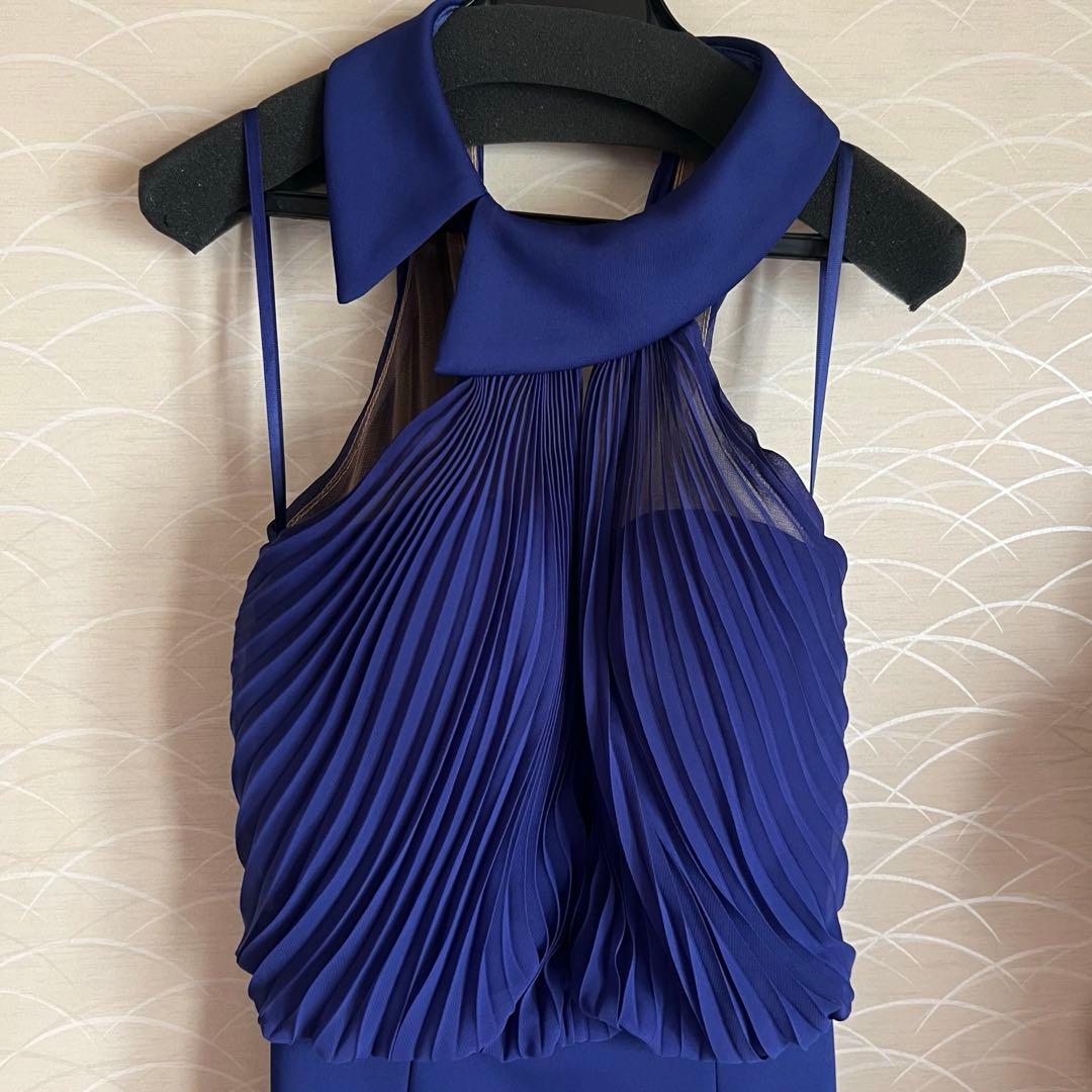 JEAN MACLEAN シフォン　ハイネック　タイト　ひざ丈　ミディアムドレス