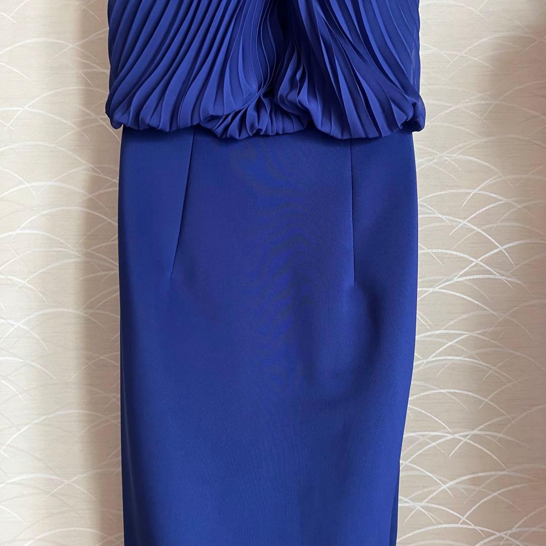 JEAN MACLEAN シフォン　ハイネック　タイト　ひざ丈　ミディアムドレス