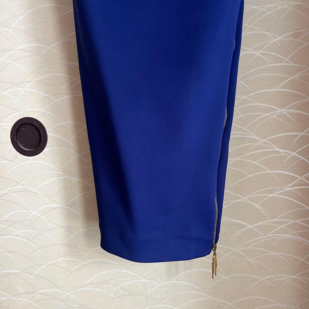 JEAN MACLEAN シフォン　ハイネック　タイト　ひざ丈　ミディアムドレス