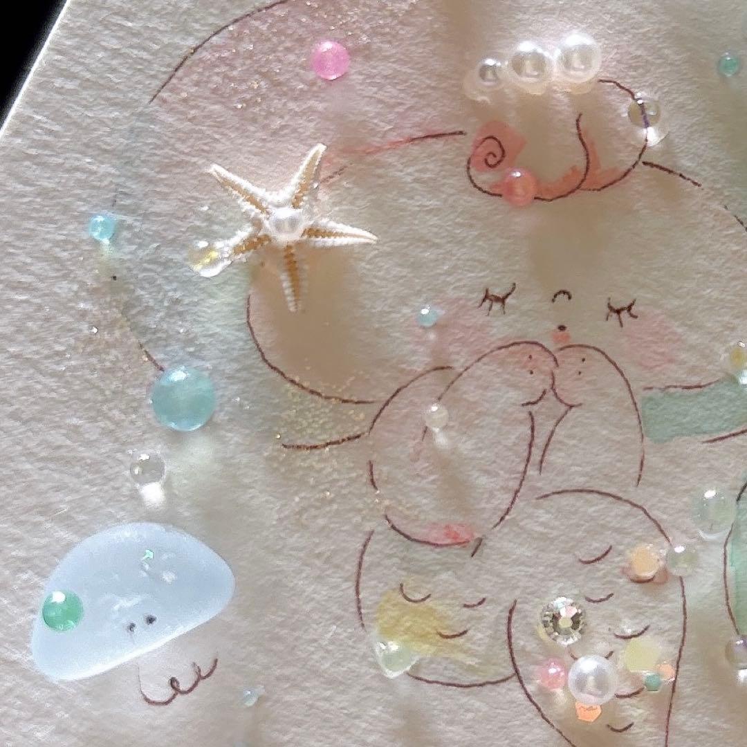 【マーメイド】イラスト　シーグラスアート　水彩画　原画