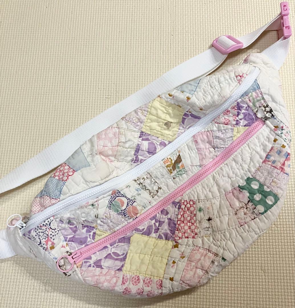 Mii様売約済 アンティークキルト キルティング ウエストバッグ パッチワーク