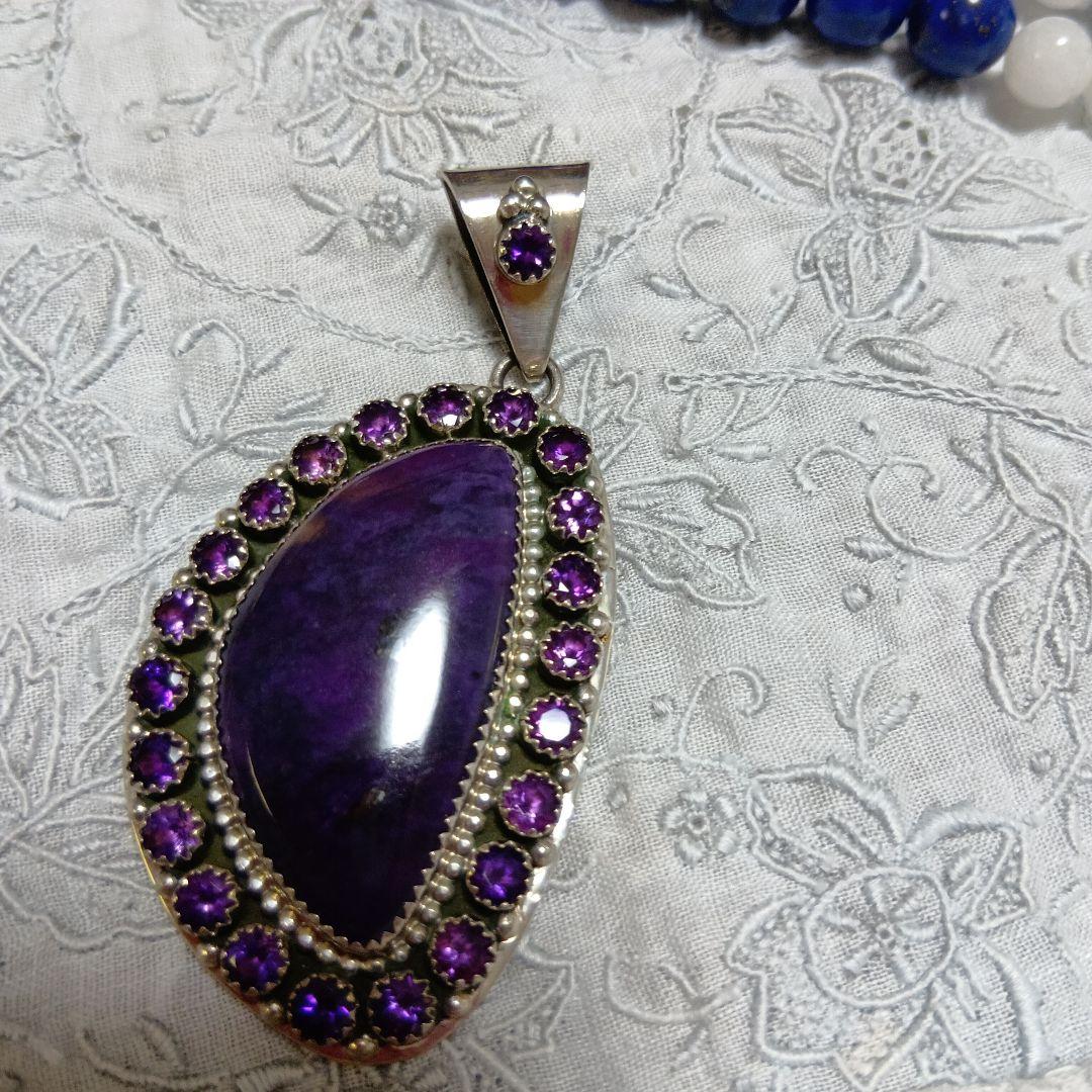 ナバホ族　L.BEGAY　スギライト＆アメジスト　ペンダントヘッド