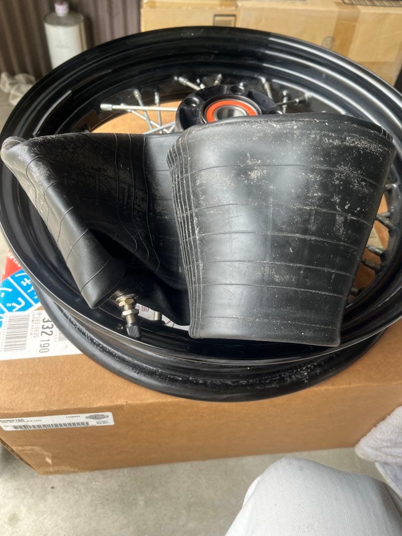 ハーレーXL1200nスポークホイール ブラックリム2008年F Rセット