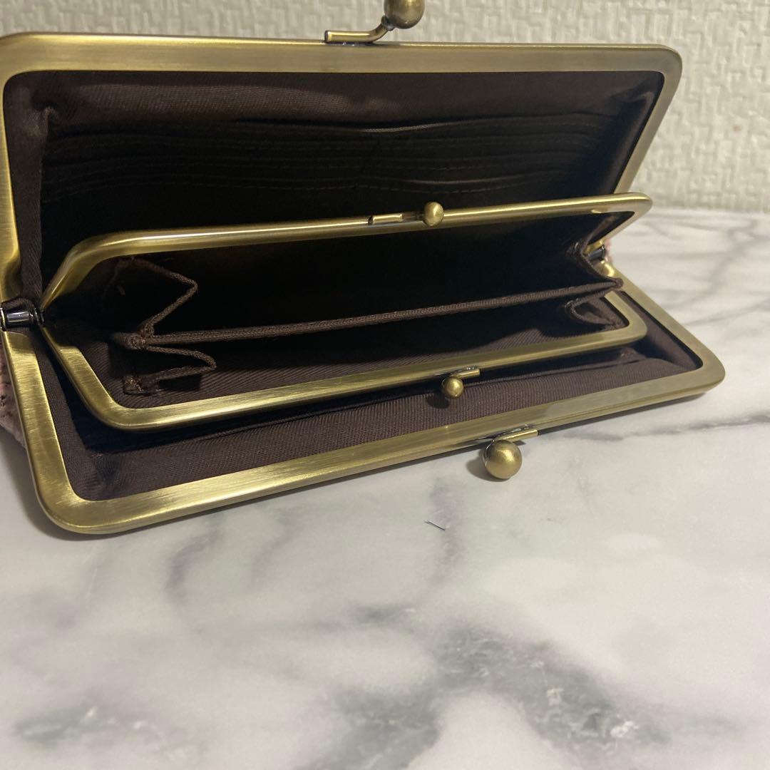 みゆきちゃん　ハンドメイド　ダイヤモンドパイソン本革親子がま口長財布