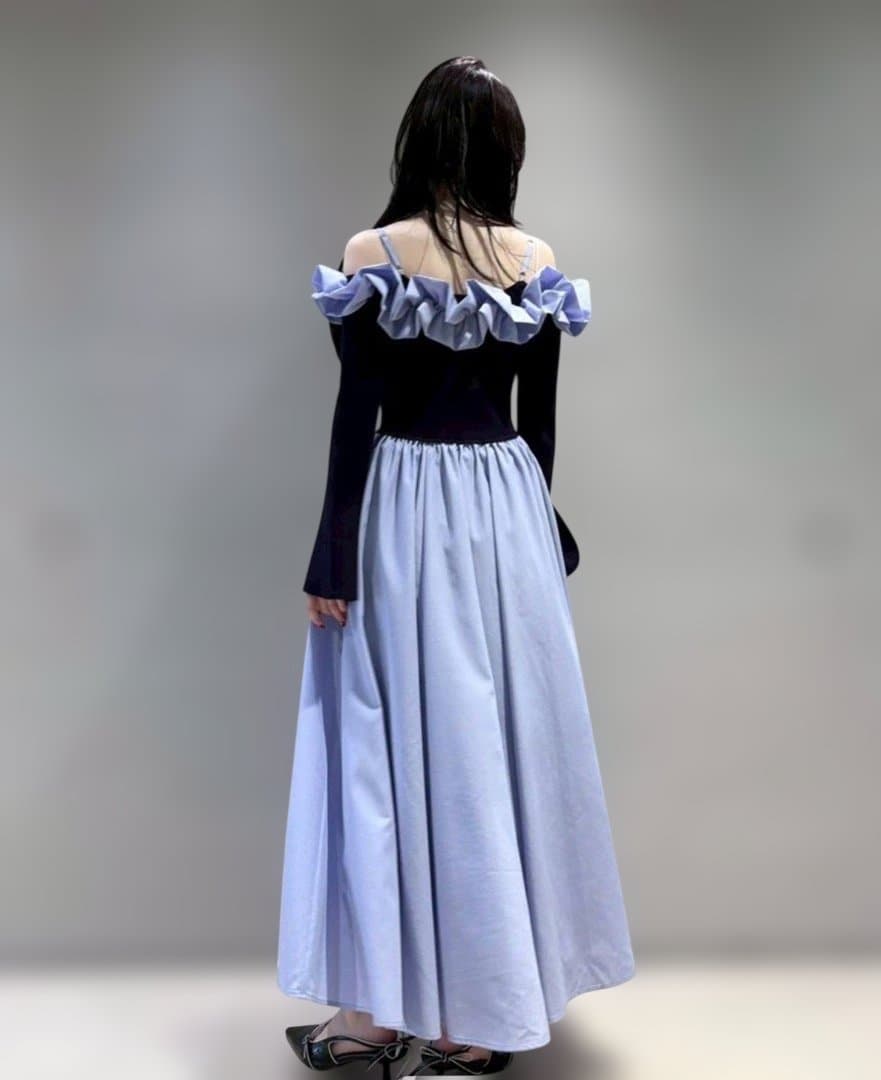 リリーブラウン★今期フリルカラーニットコンビワンピース0超美品