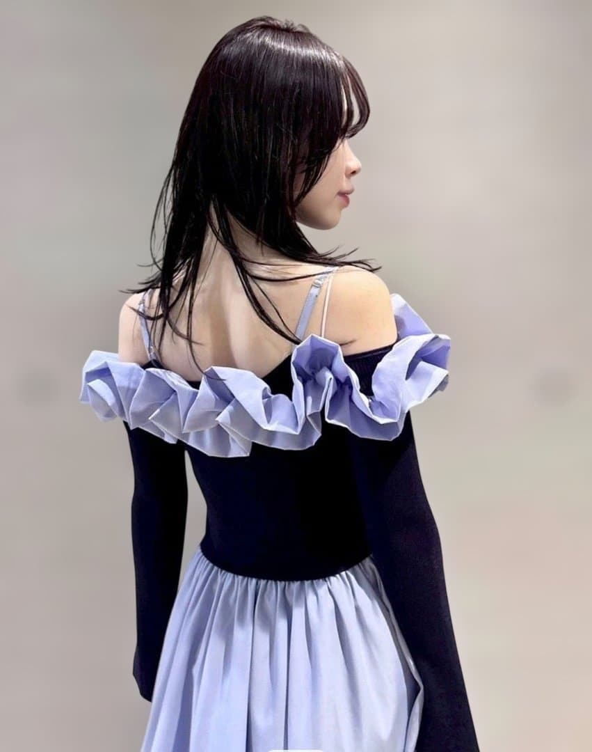 リリーブラウン★今期フリルカラーニットコンビワンピース0超美品