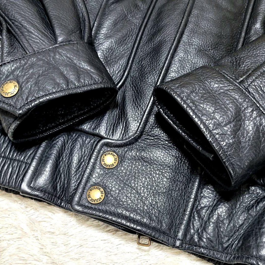 NANKAI シングル レザー ライダースジャケット 取り外し可能ライナー付き