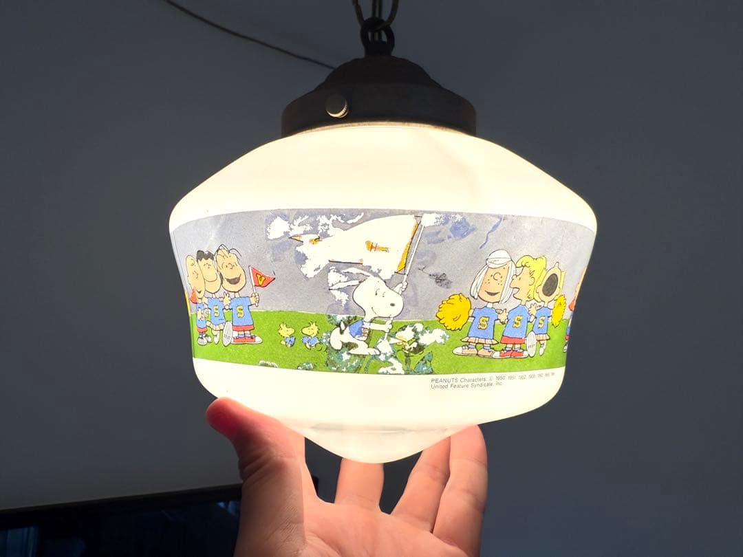 ビンテージ スヌーピー ライト ガラス製 コンセント式