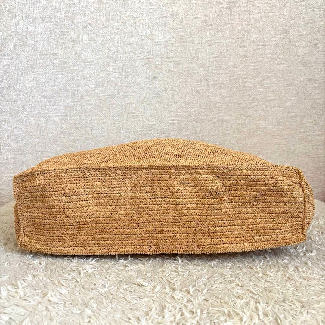 美品✨大容量✨サンアルシデ ラフィア トートバッグ カゴ ナチュラル レザー