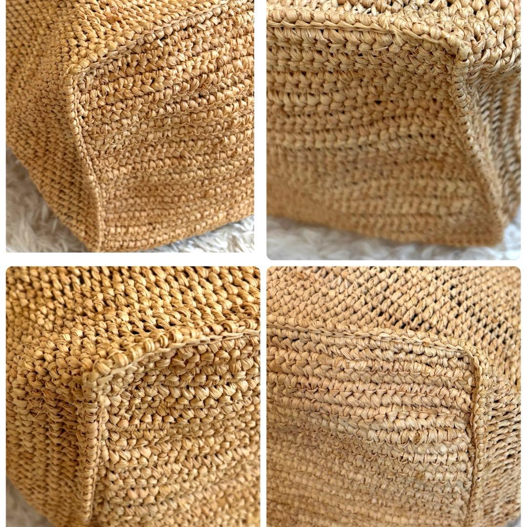 美品✨大容量✨サンアルシデ ラフィア トートバッグ カゴ ナチュラル レザー