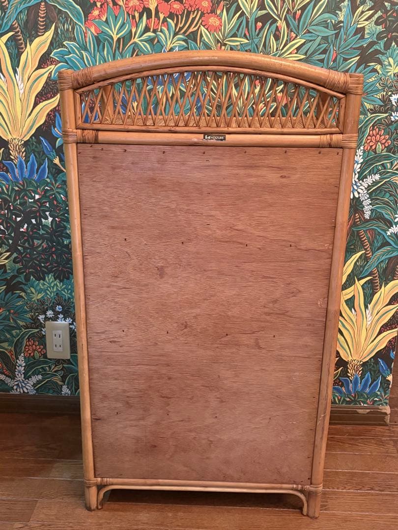 美品■昭和レトロ ラタン 4段　チェスト箪笥 コイズミ