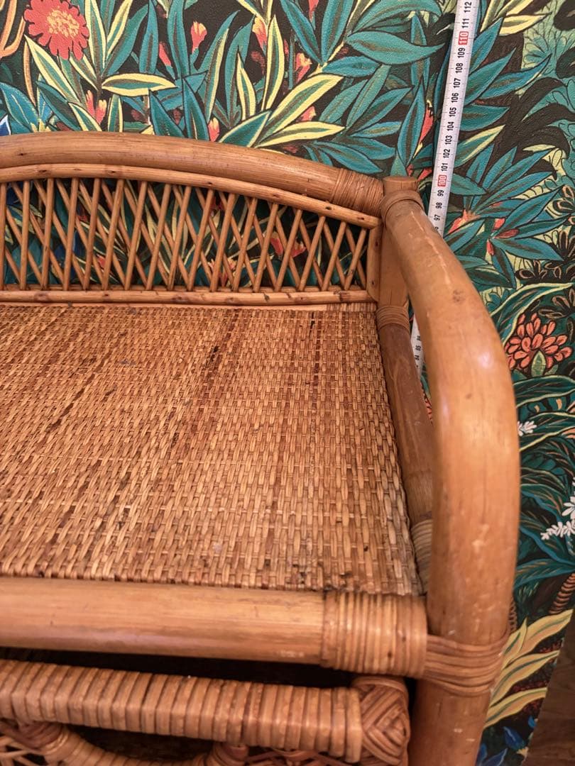 美品■昭和レトロ ラタン 4段　チェスト箪笥 コイズミ