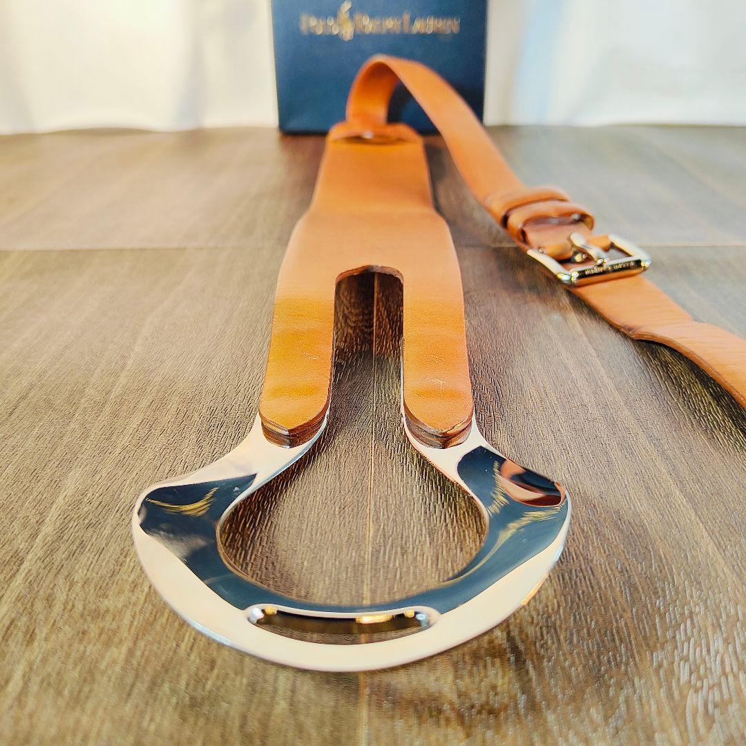 【極上品】ポロラルフローレン 高級ドレスベルト イタリア製　シルバー馬具バックル