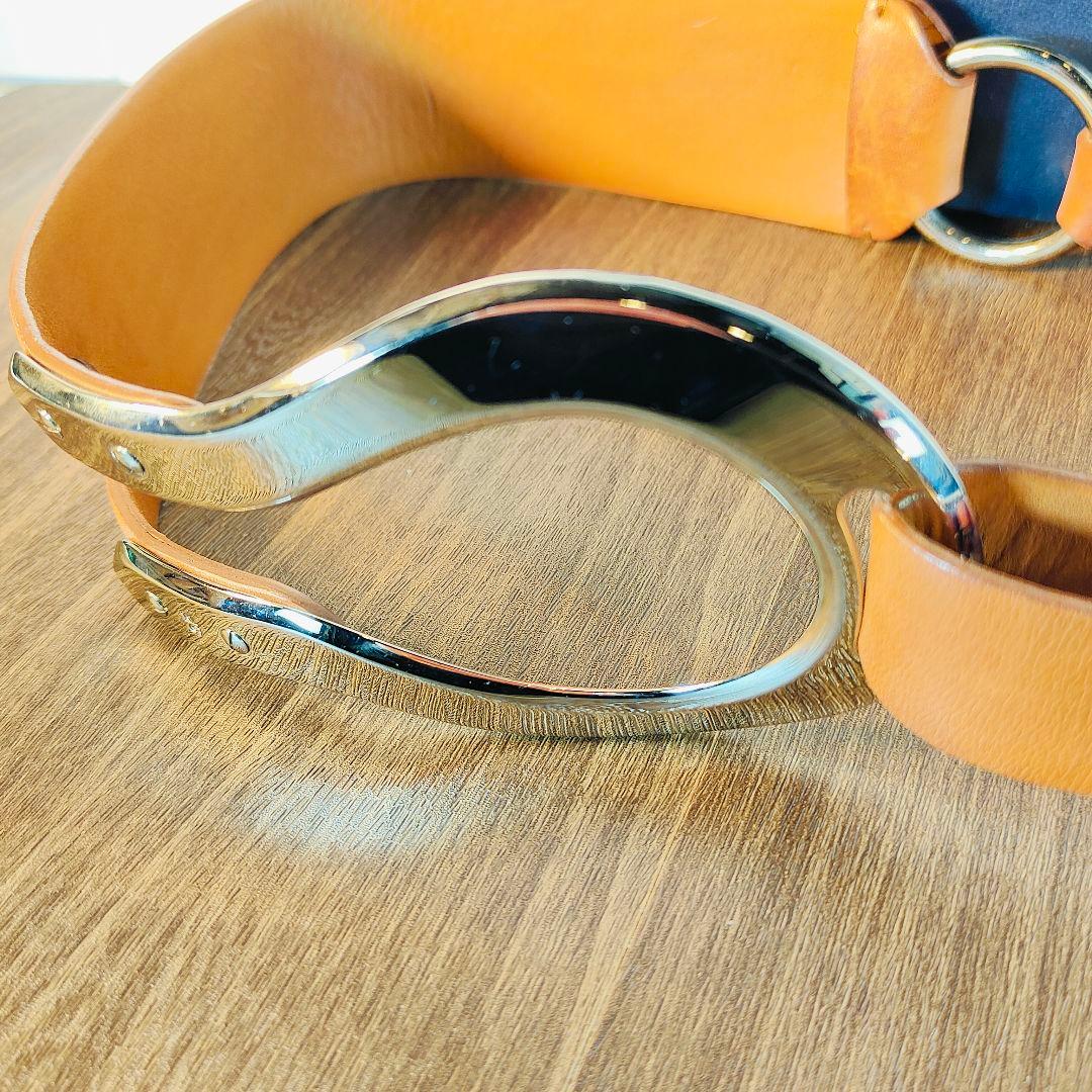 【極上品】ポロラルフローレン 高級ドレスベルト イタリア製　シルバー馬具バックル
