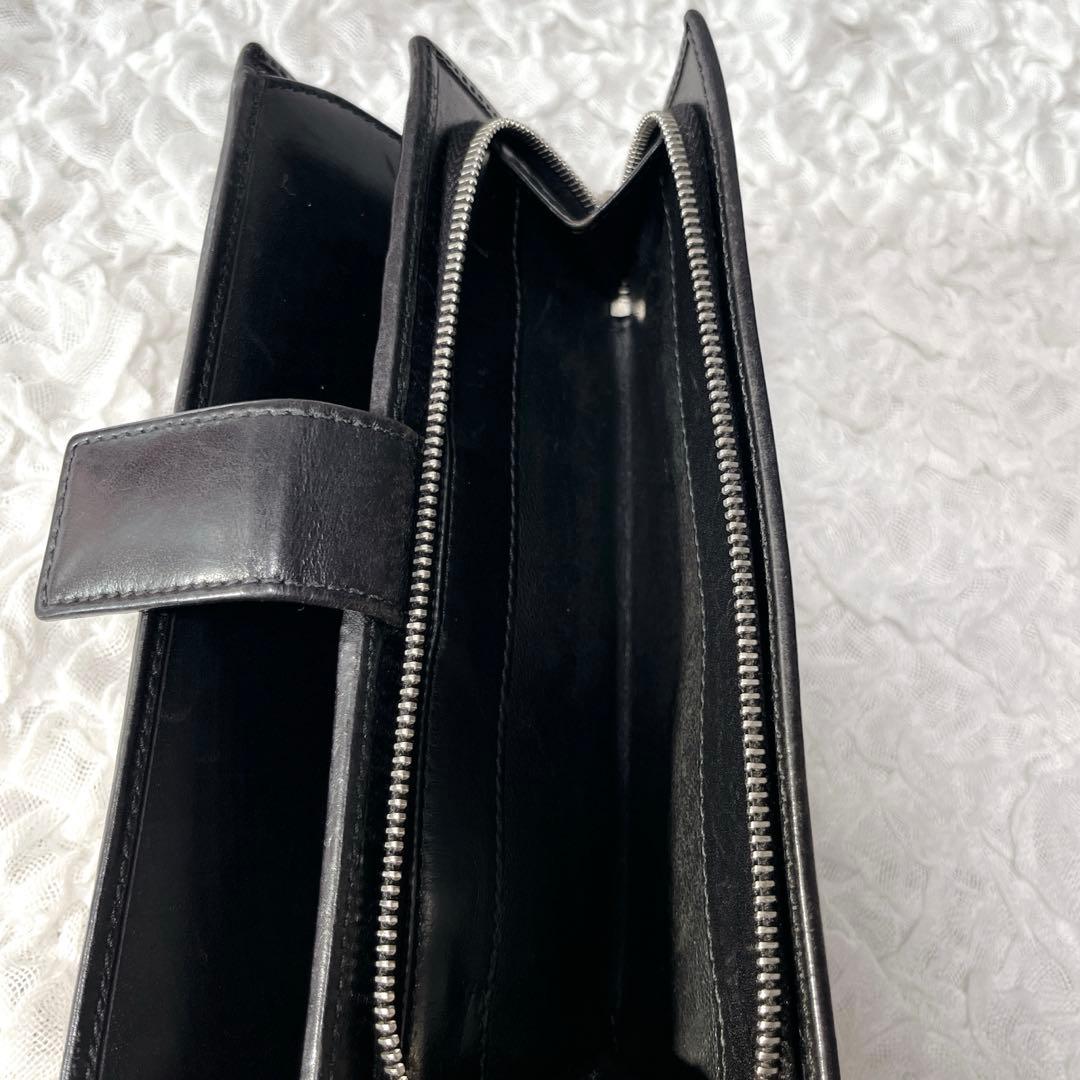 希少✨グッチ　長財布　キャンバス　ラウンドファスナー　GG柄　チャーム　インター