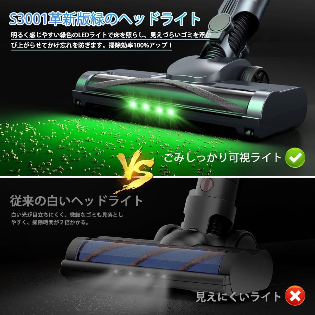コードレス掃除機 70Kpa超強力 自立式 サイクロン式 LEDライト付き
