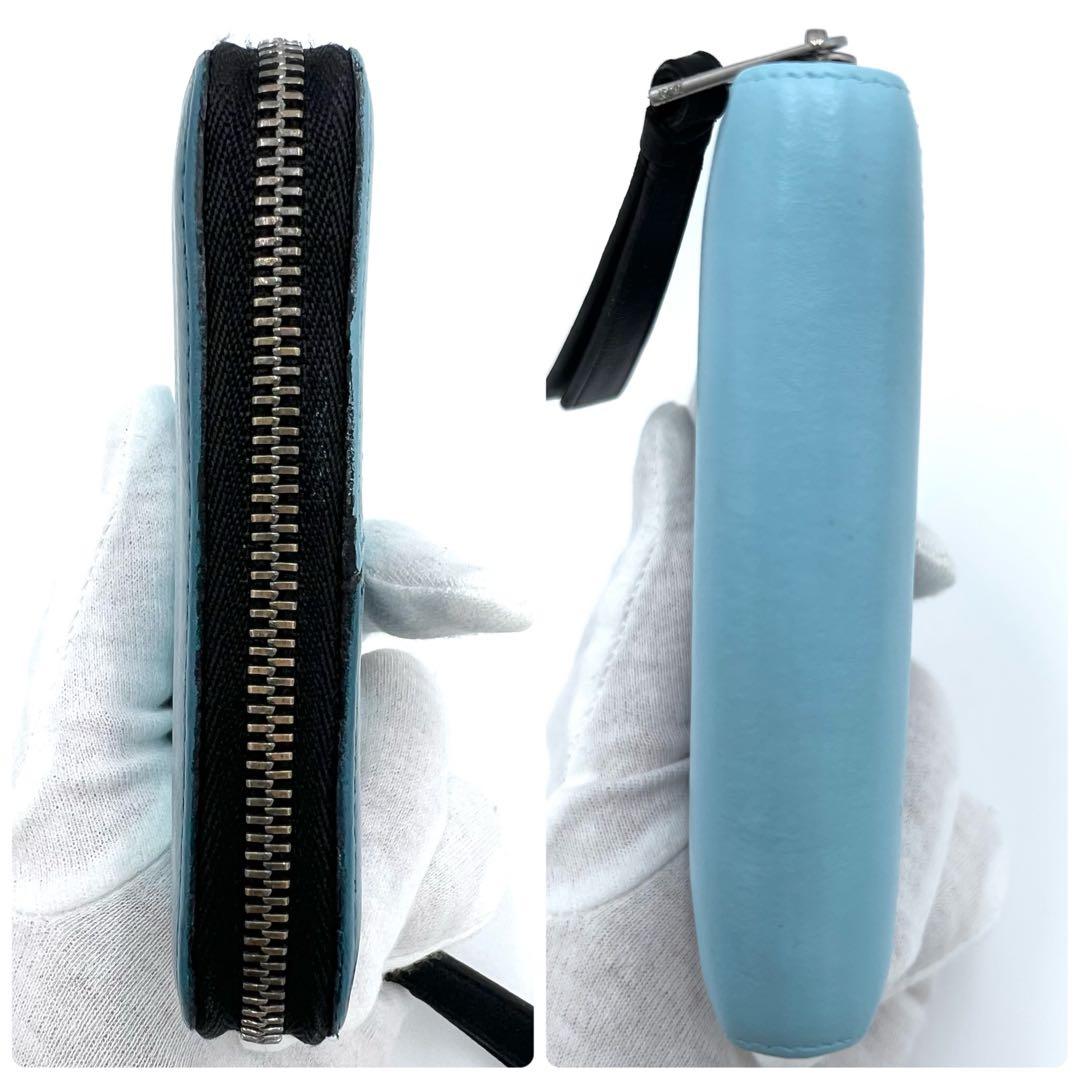 【美品】LOEWE　ケース　パズル　アナグラム　レザー　ラウンドジップ　青