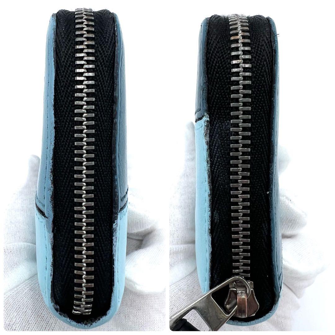 【美品】LOEWE　ケース　パズル　アナグラム　レザー　ラウンドジップ　青