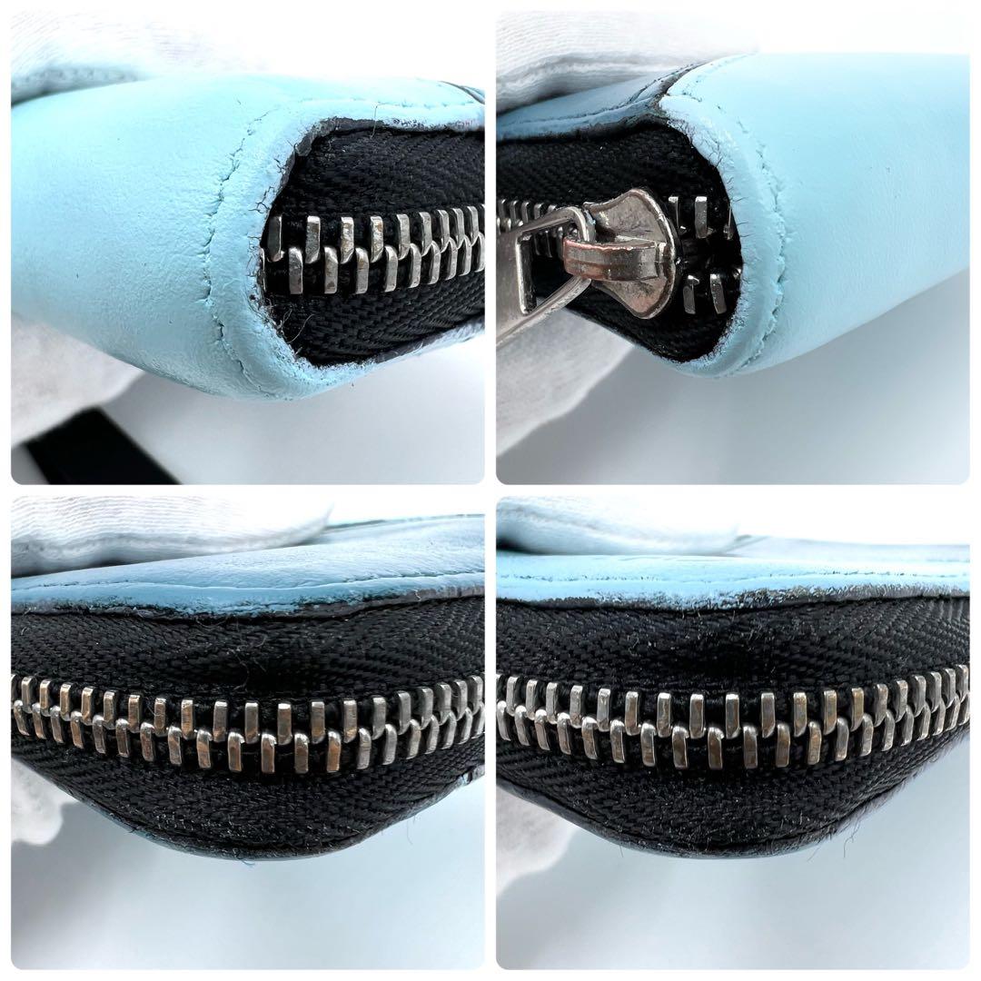 【美品】LOEWE　ケース　パズル　アナグラム　レザー　ラウンドジップ　青