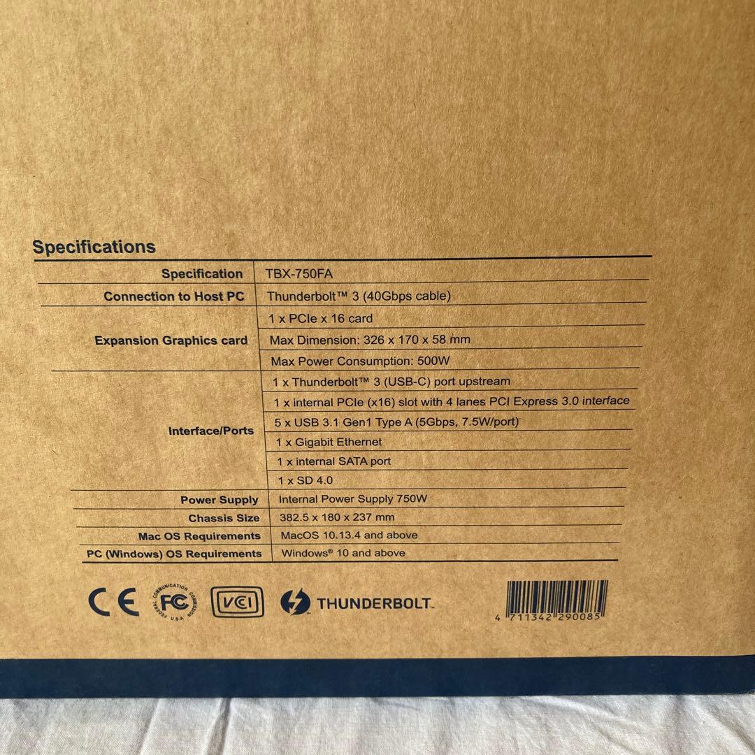 【ほぼ新品】SPARKLE 外付けPCIEボックス TBX-750FA