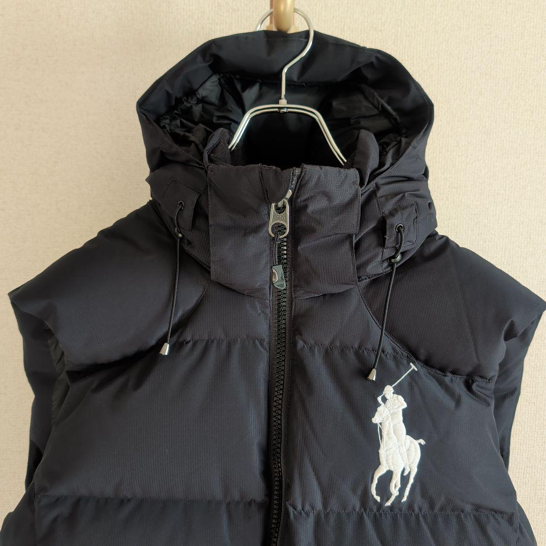 極美品 ポロラルフローレン 現行 ダウンベスト ビッグポニー 2way 黒 L