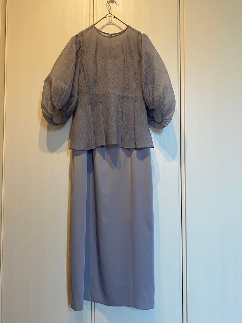 タグ付　URBANRESEARCH ブラウスレイヤードドレス FREE サックス