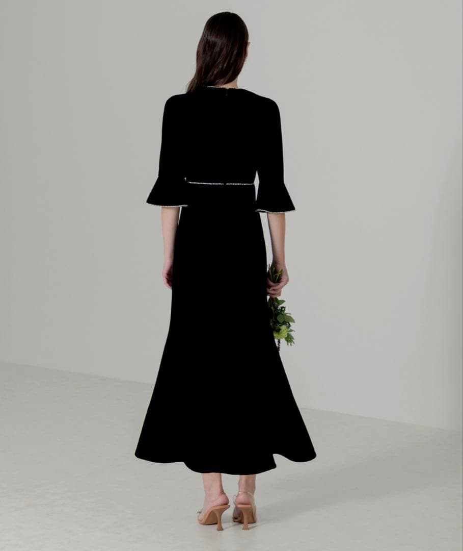 ベロアスリットマーメイドシルエットワンピース　結婚式　二次会　オケージョンドレス