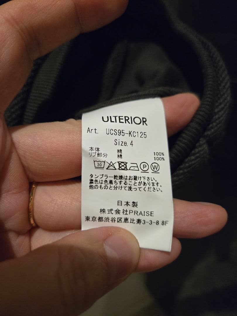 ULTERIOR シルキーテリー ハーフジップスウェット