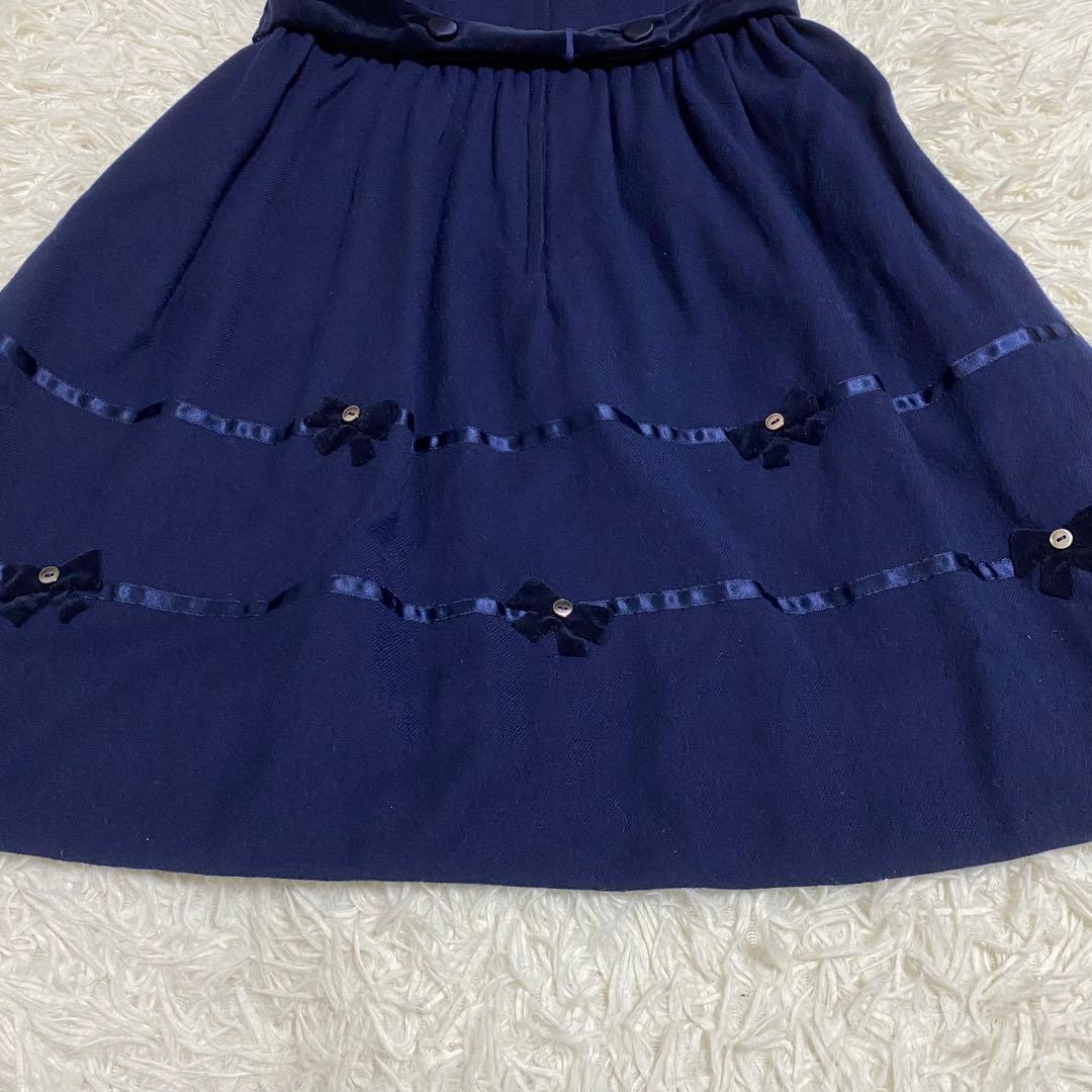 【美品】ファミリア フォーマルセットアップ　ボレロ＋ワンピース　140cm 紺