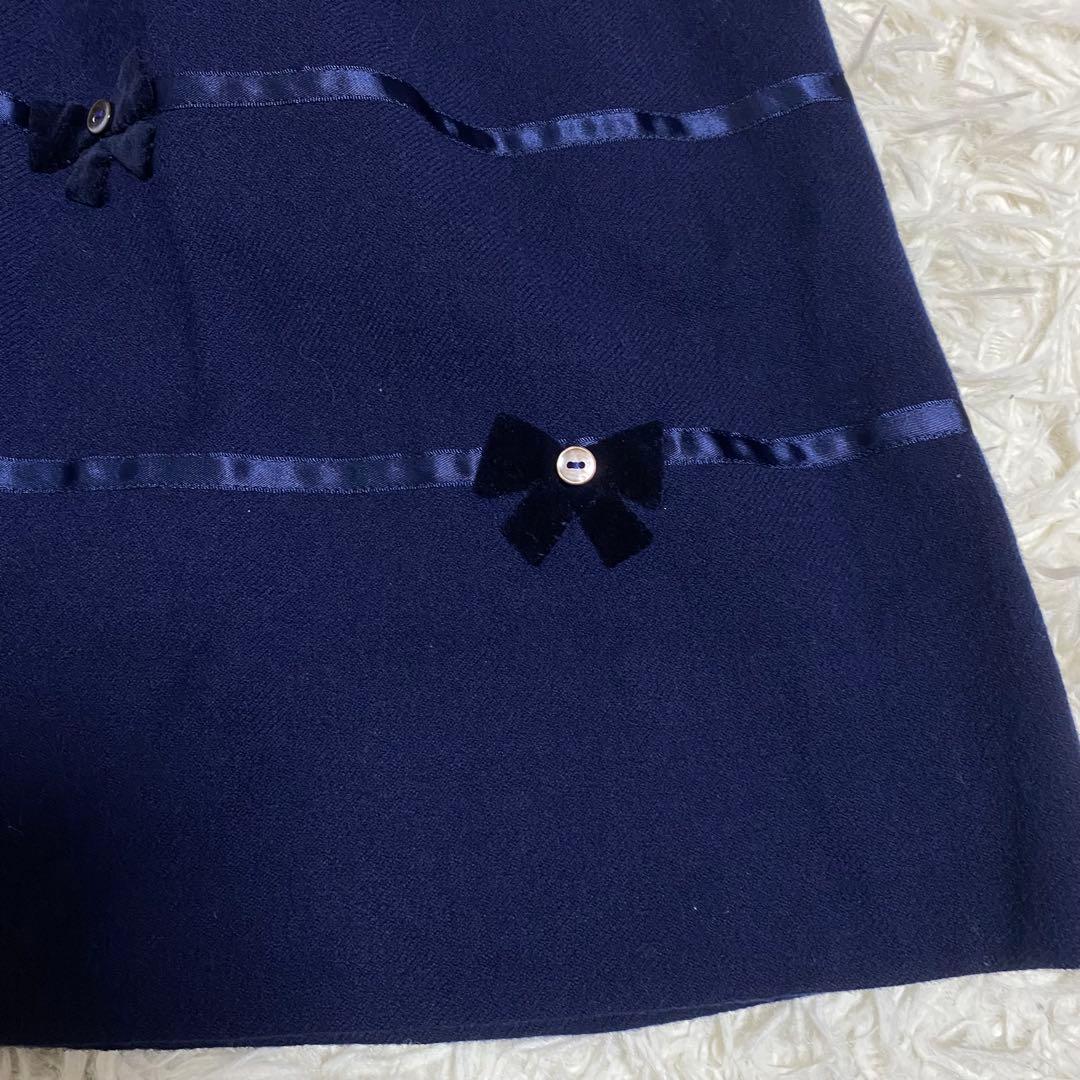 【美品】ファミリア フォーマルセットアップ　ボレロ＋ワンピース　140cm 紺