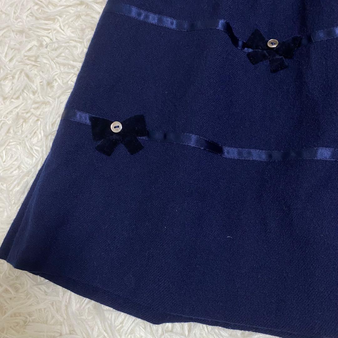 【美品】ファミリア フォーマルセットアップ　ボレロ＋ワンピース　140cm 紺