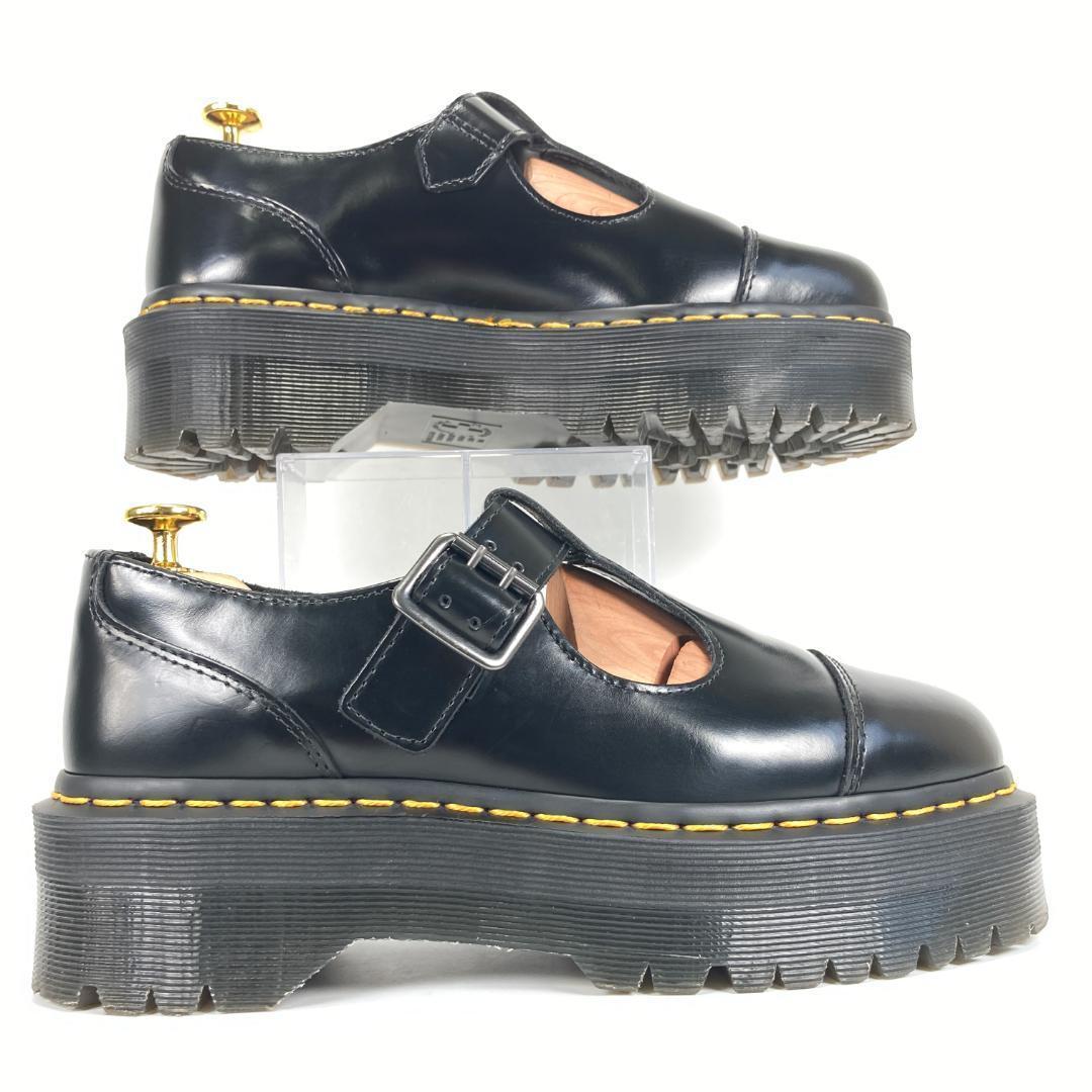 ドクターマーチン　BETHAN　超厚底キャップトゥストラップベルトレザーシューズ