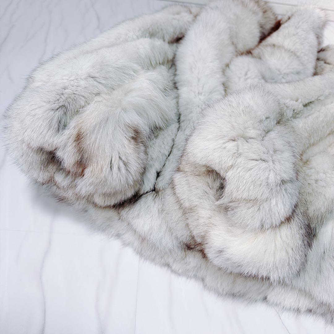 SAGA FOX 銀サガ フォックス 毛皮ファーコート ショールカラー 肉厚 M