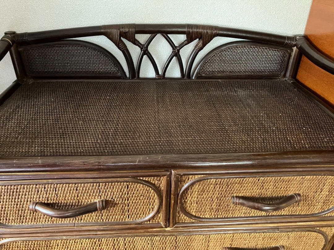 《ラタン チェスト》 籐 タンス 6段 昭和レトロ アンティーク家具