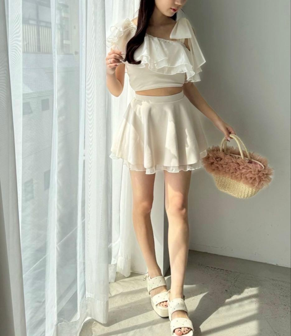 NICE CLAUP 水着 肩リボンワンショルダー 3点セット