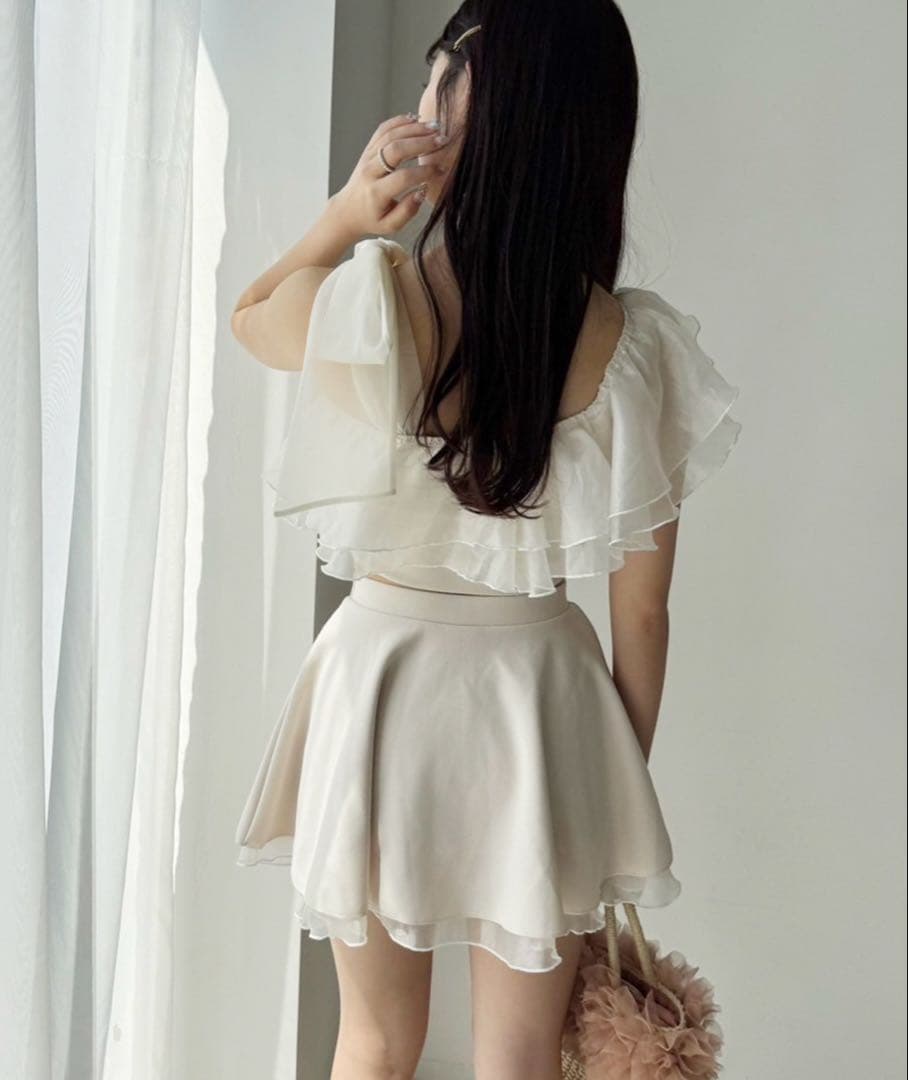 NICE CLAUP 水着 肩リボンワンショルダー 3点セット