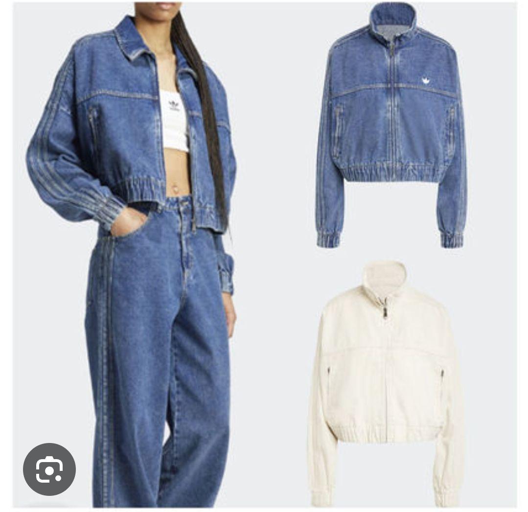 アディダス 短丈 デニムジャケット トラックトップ ドロップショルダー XL