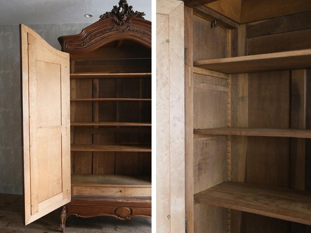 フランスアンティーク木製アルモワールキャビネット/ワードローブ食器棚75-237