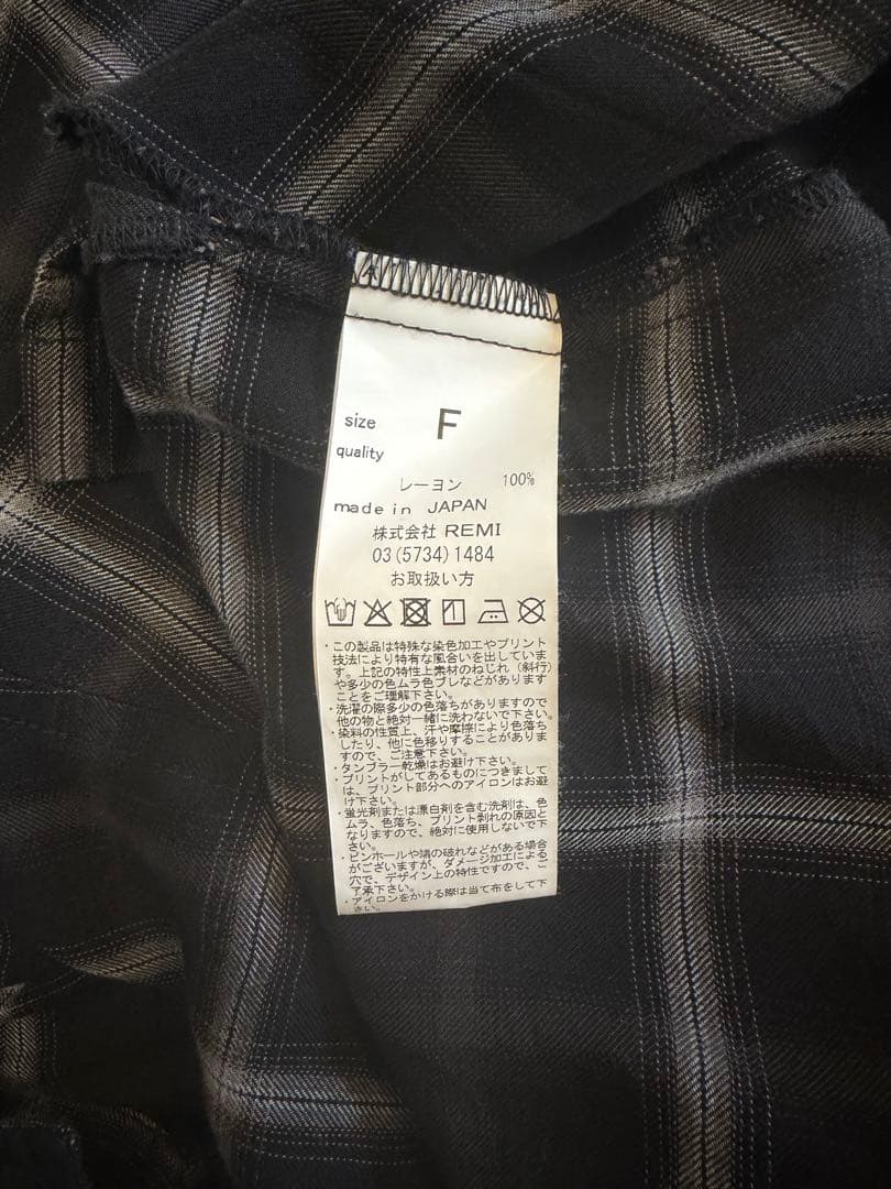 アパルトモン別注　REMI RELIEF CHECK 2 WAY SHIRT 黒