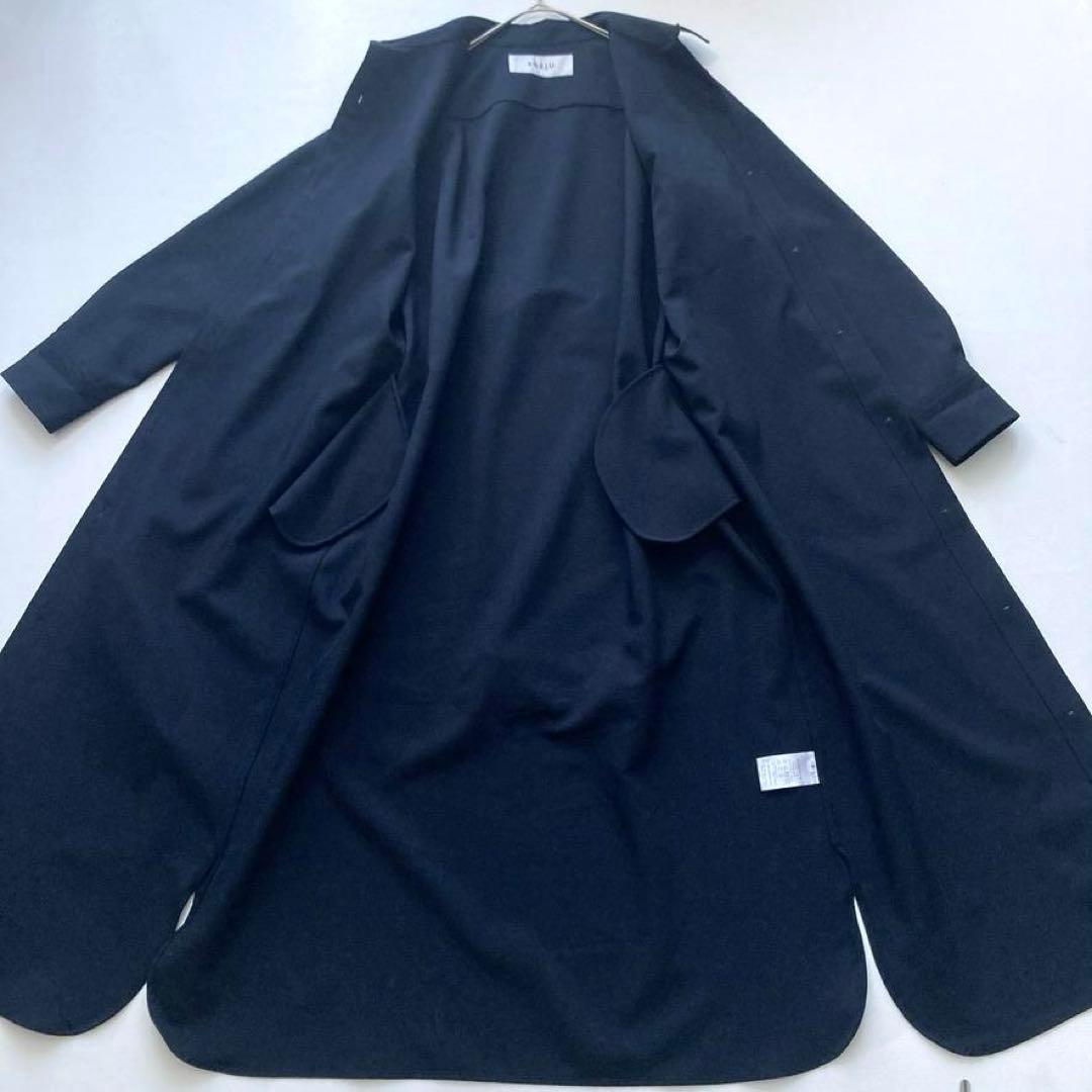 【大人気美品】SOEJU　ソフトオックスシャツワンピース ベルト付 ネイビー S