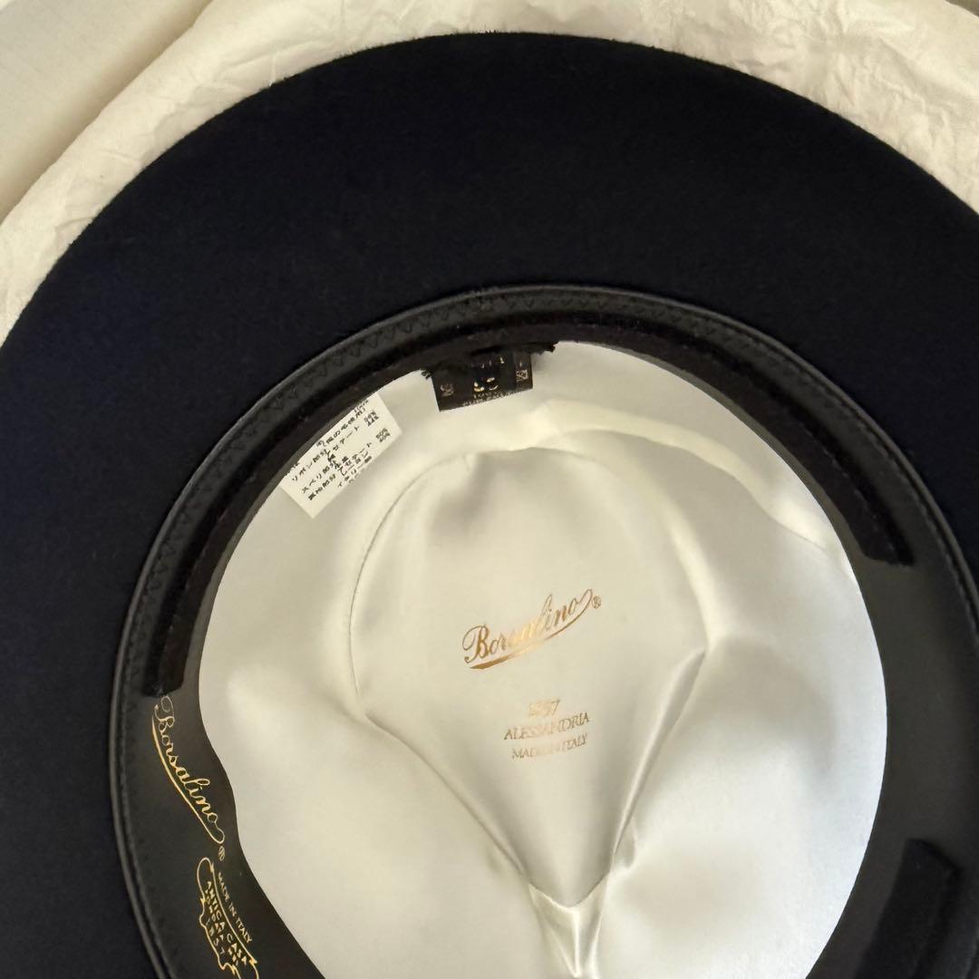 【美品】Borsalino hat ボルサリーノ 59 ネイビー 濃紺　兎