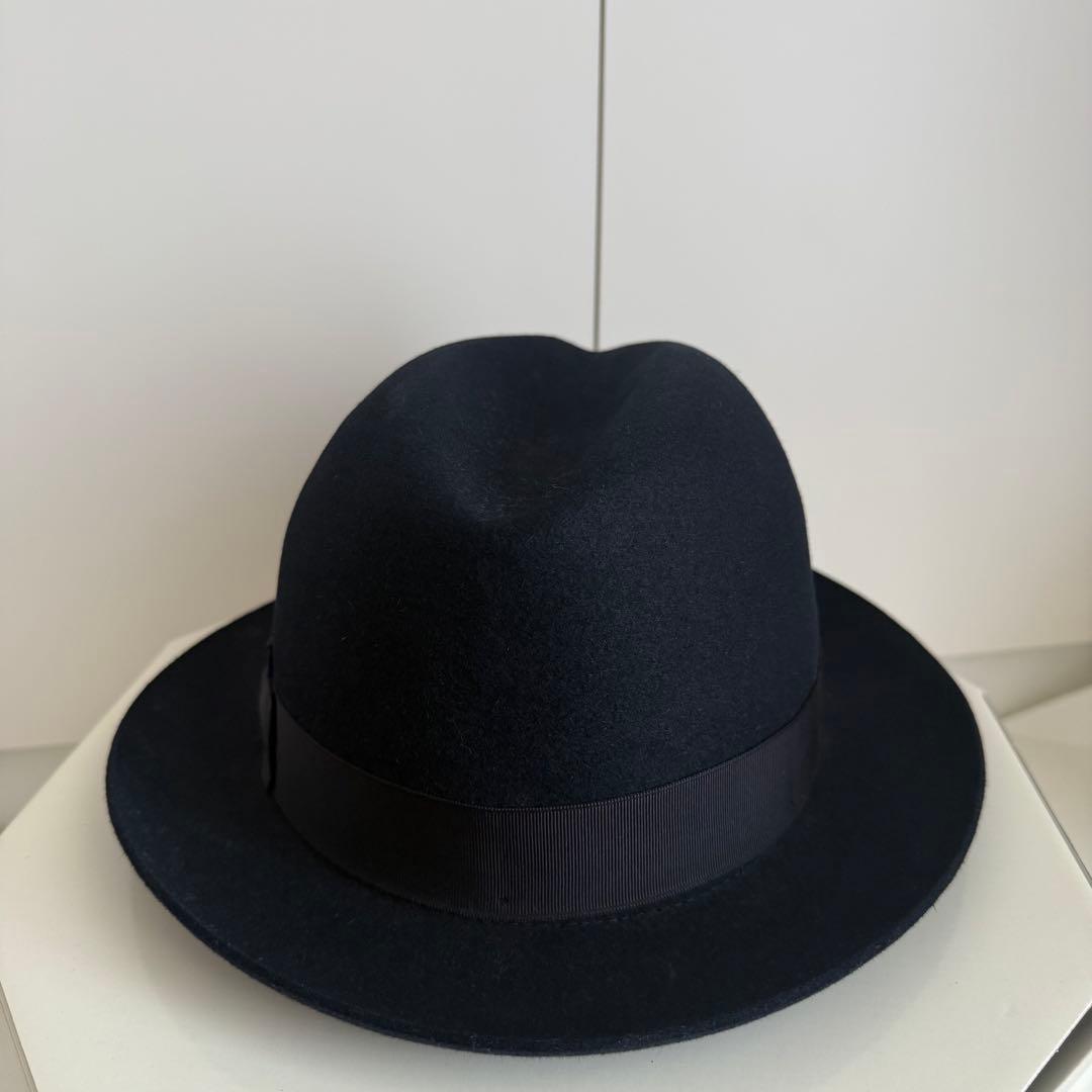 【美品】Borsalino hat ボルサリーノ 59 ネイビー 濃紺　兎