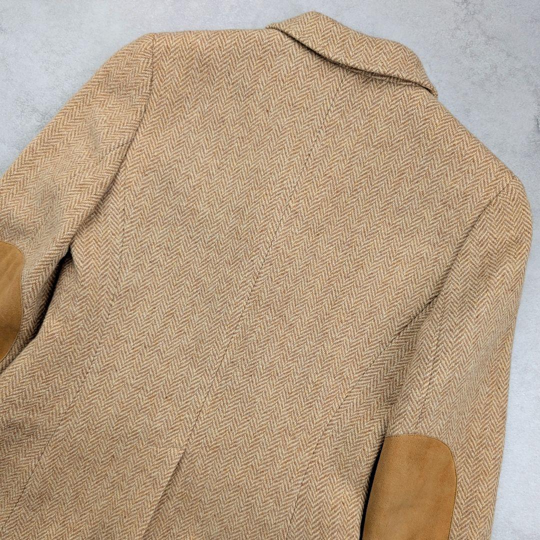 ラルフローレン ヘリンボーン テーラードジャケット 羊革エルボーパッチ ウール