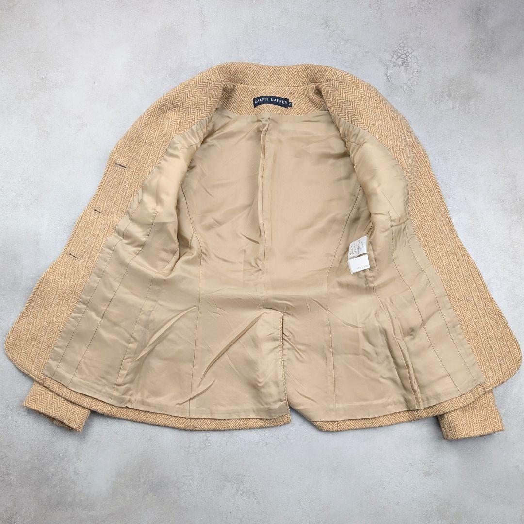 ラルフローレン ヘリンボーン テーラードジャケット 羊革エルボーパッチ ウール