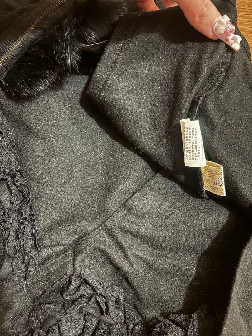 GOLDS infinity ラメレースファー付きジップスカパン