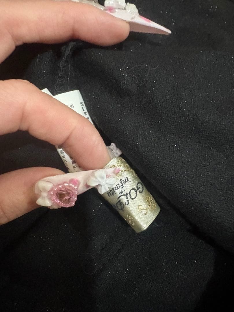 GOLDS infinity ラメレースファー付きジップスカパン