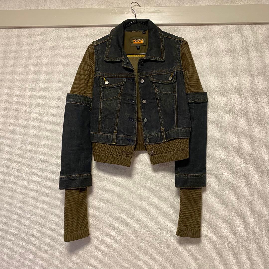 OAKLEY 異素材ドッキングジャケット　デニム　ニット　y2k 韓国　個性的