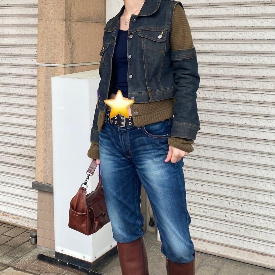 OAKLEY 異素材ドッキングジャケット　デニム　ニット　y2k 韓国　個性的