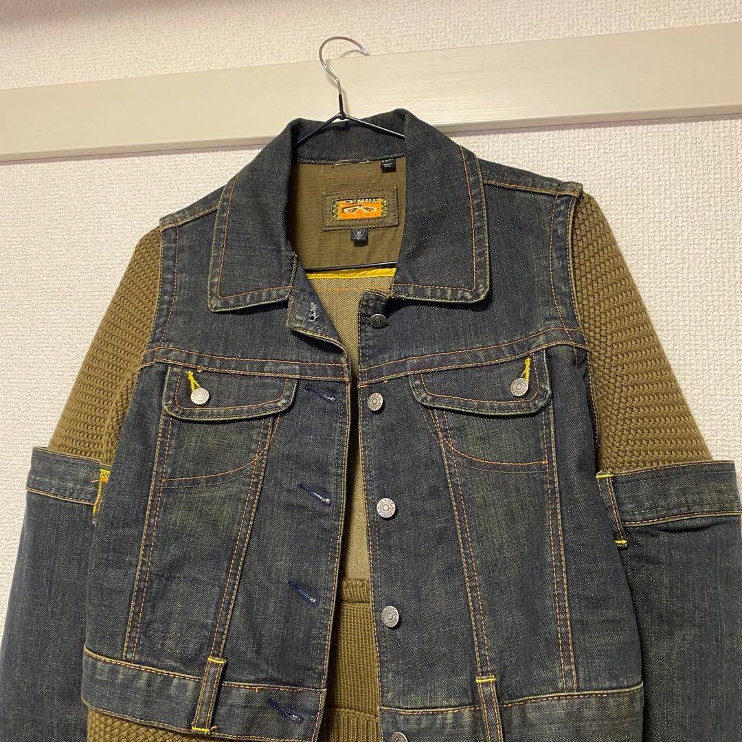 OAKLEY 異素材ドッキングジャケット　デニム　ニット　y2k 韓国　個性的