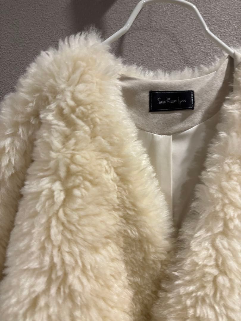 SeaRoomlynn TEDDYファーノーカラージャケット アイボリー